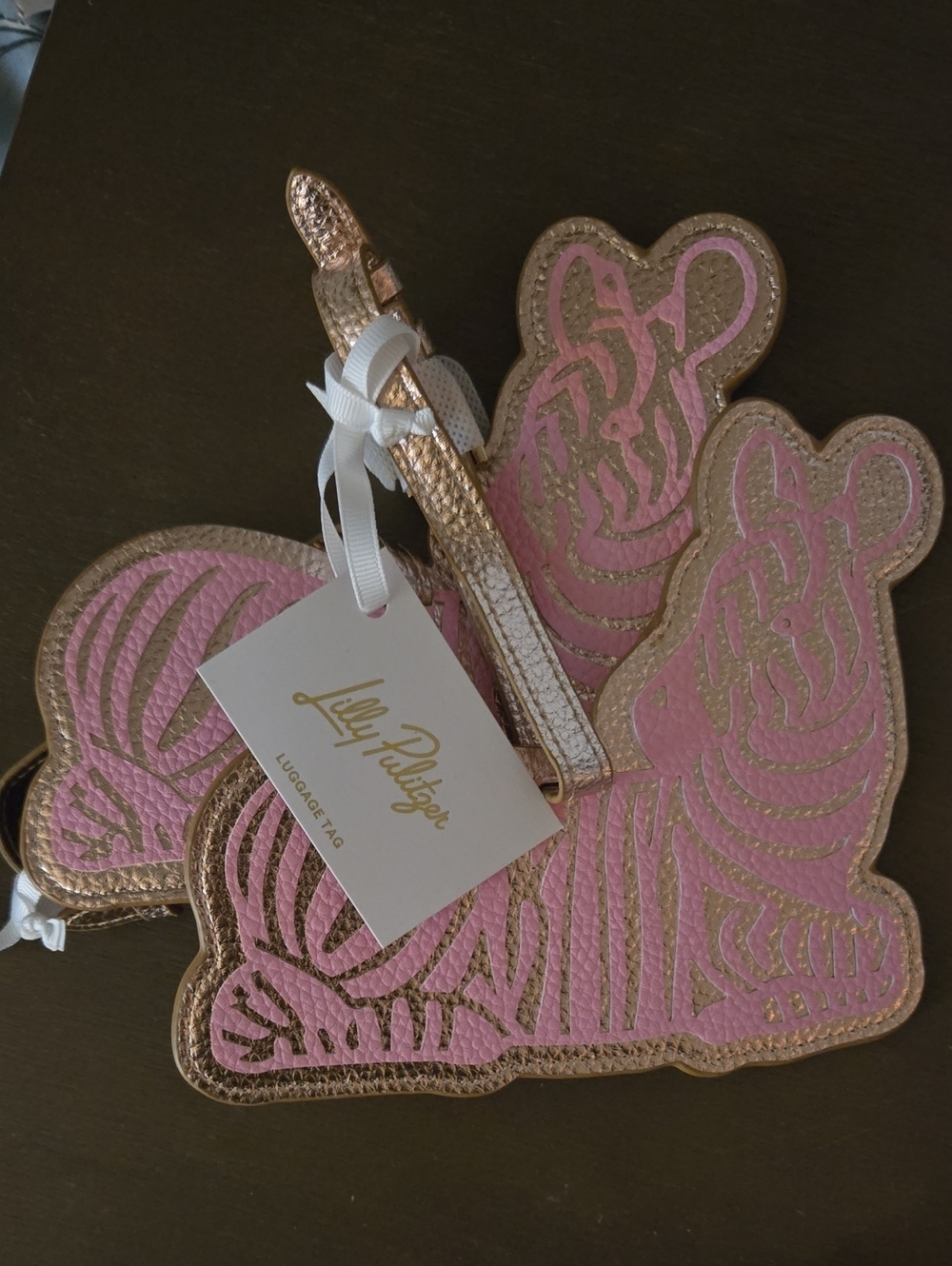 Two New Lilly Pulitzer Pink & Rose Gold Zebra Luggage Tags